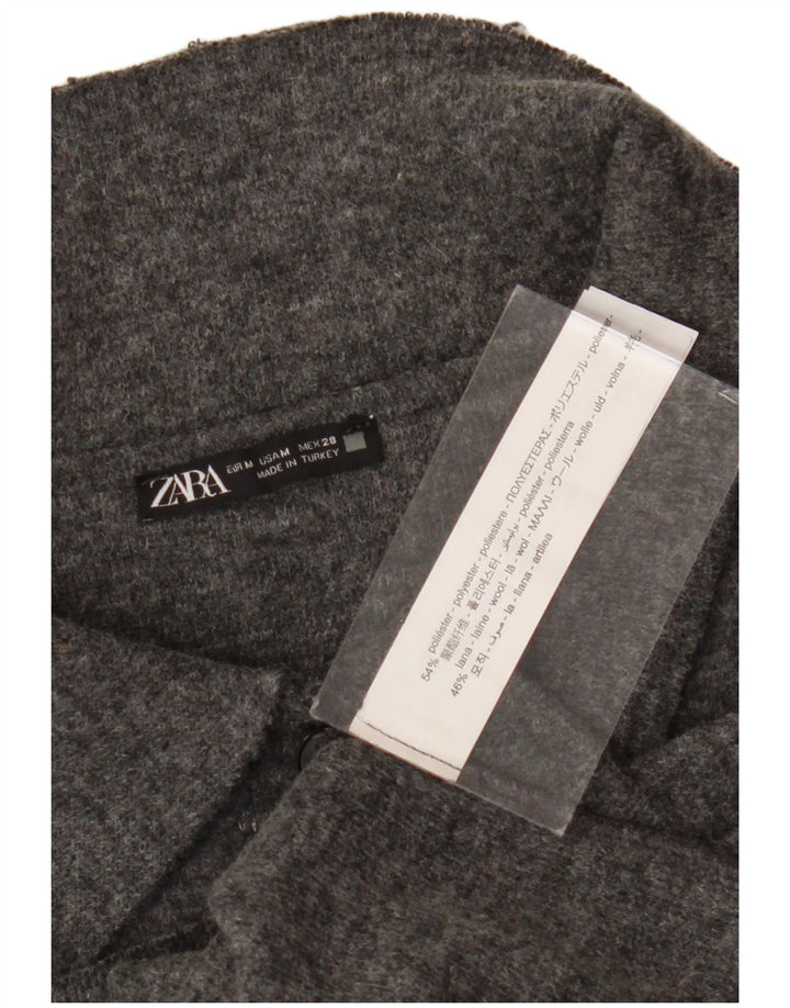 Zara Womens Crop ærmeløs poloshirt UK 14 Medium Grey Polyester