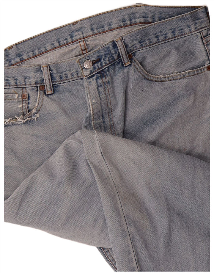 LEVI'S Mens 505 Distressed Straight Jeans W40 L32 Blue Cotton