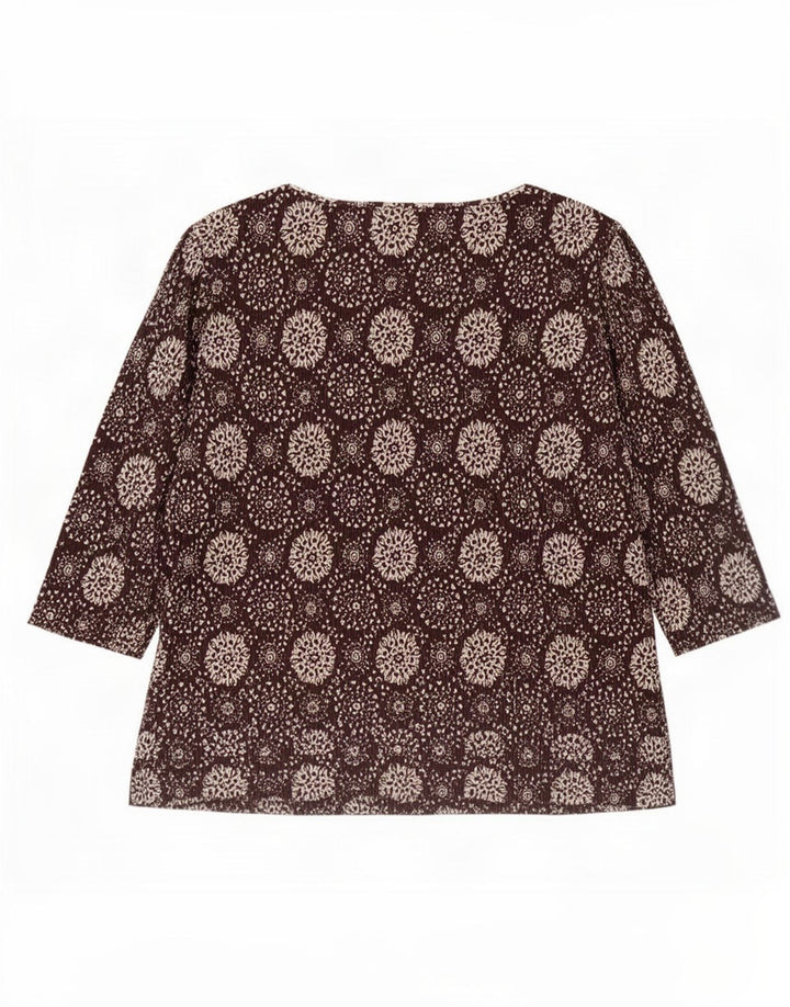 Marks & Spencer kvinders abstrakt mønster top 3/4 ærmer UK 20 2XL Brun
