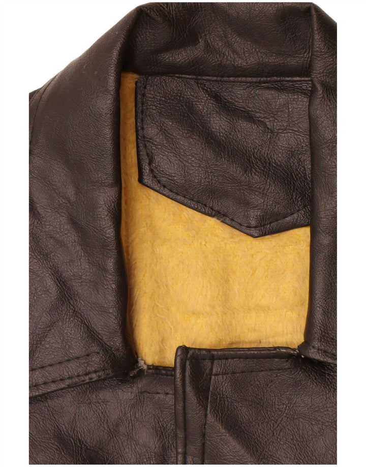 VINTAGE Herre Læderjakke UK 40 Stor Sort Læder