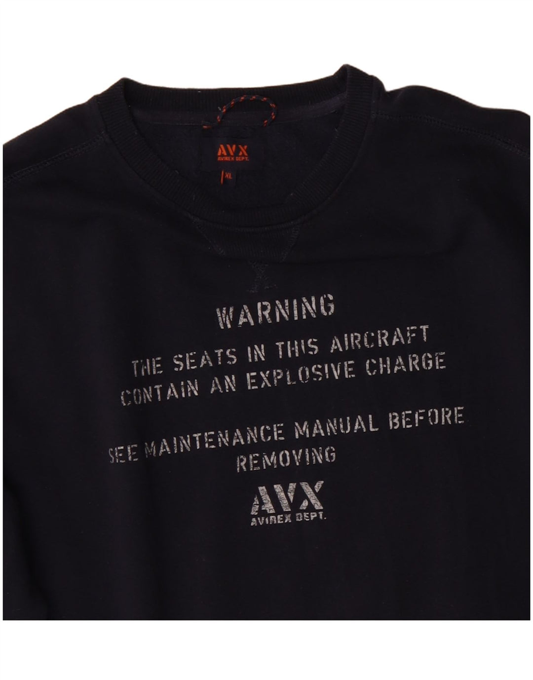 AVIREX grafisk sweatshirt til mænd XL marineblå bomuld