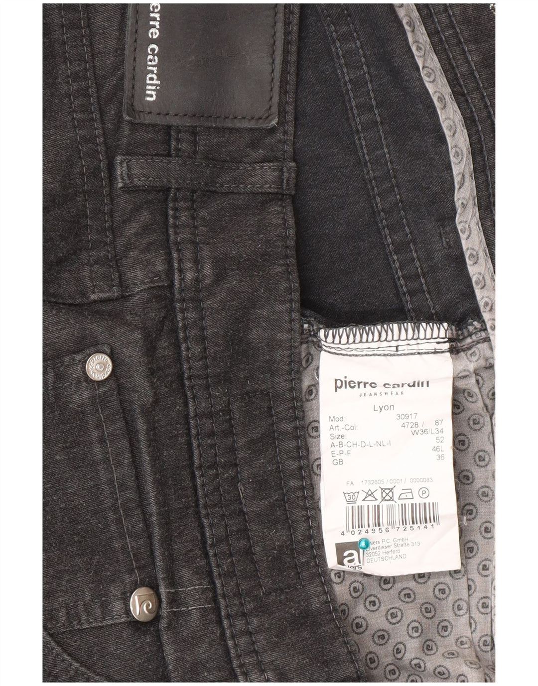 Pierre Cardin Straight Jeans til mænd W36 L34 Grå polyester