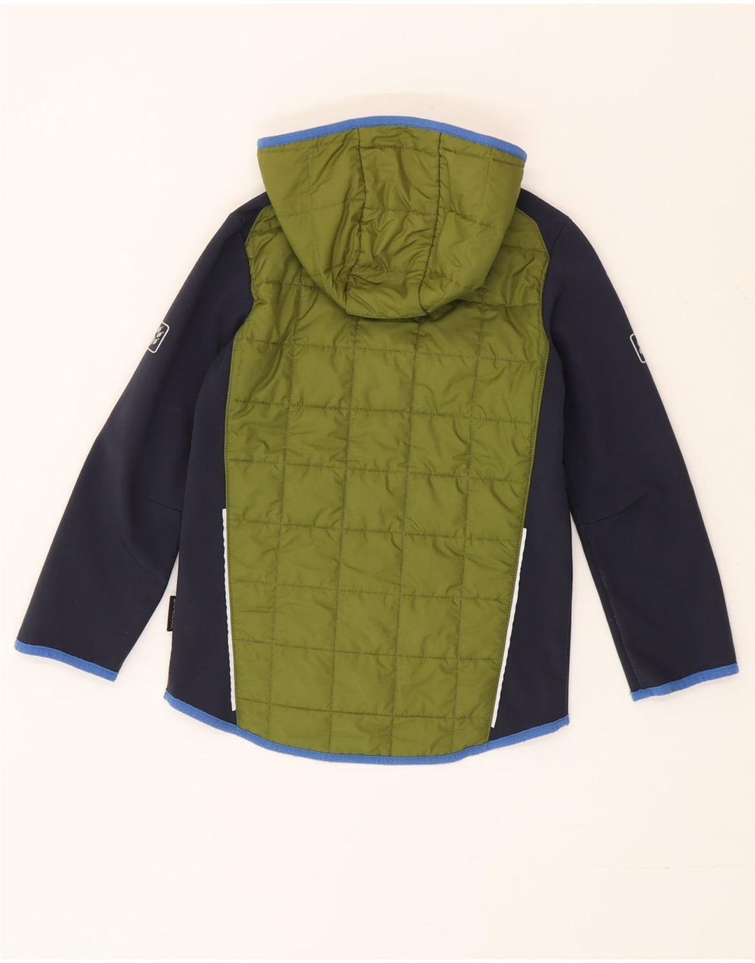 Jack Wolfskin drenge hættepolstret jakke 7-8 år Grøn Colourblock