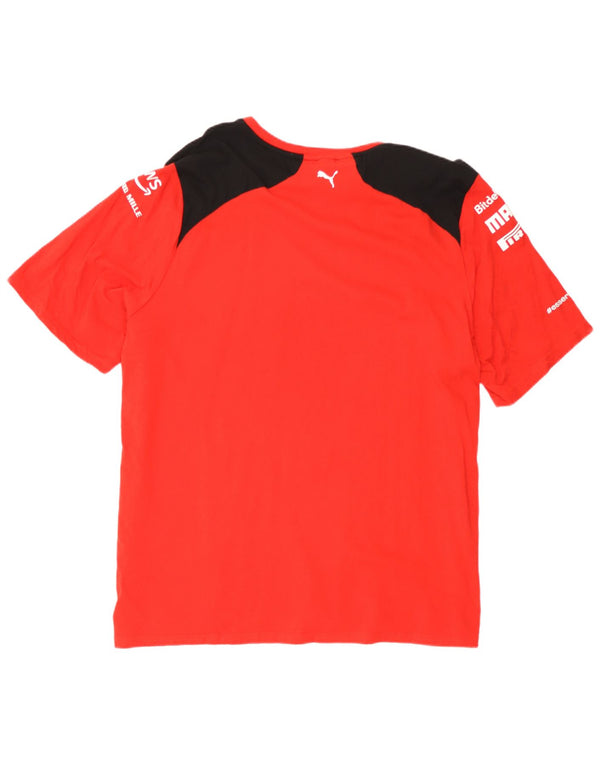 Puma Herre Ferrari Grafisk T-Shirt Top 2XL Rød Colourblock Bomuld
