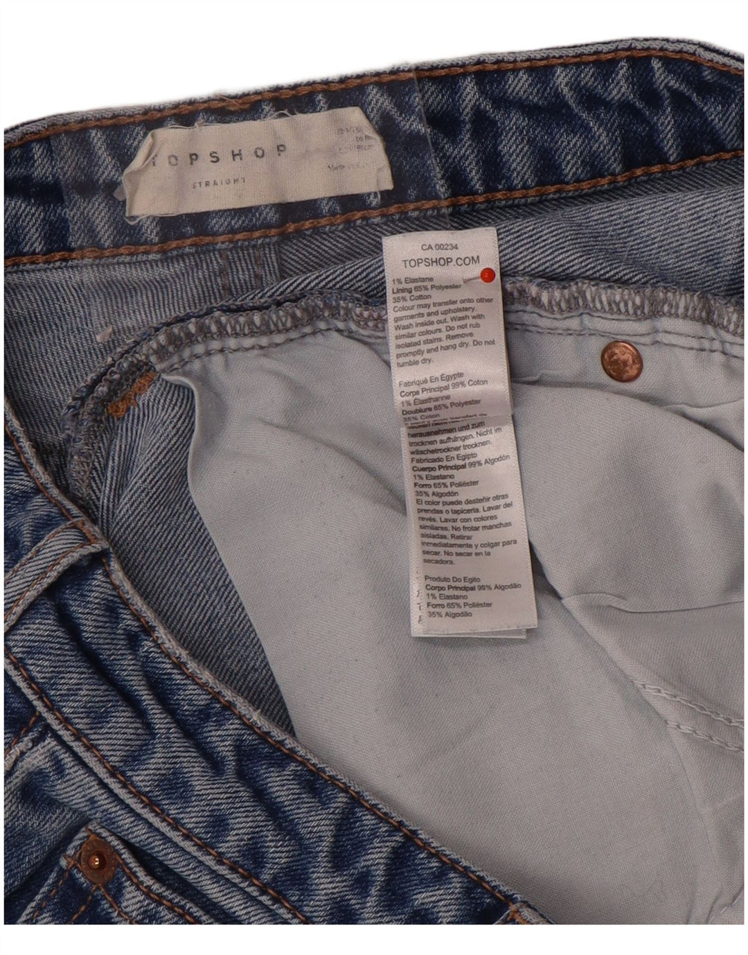 Topshop Dame Straight Jeans W30 L26 Blå Polyester