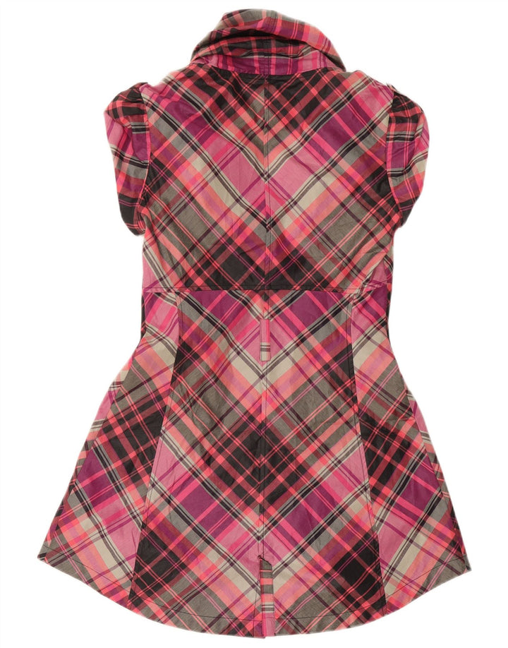 Ted Baker Kvinders Kortærmede Skjortekjole Størrelse 3 Medium Pink Ternet Bomuld