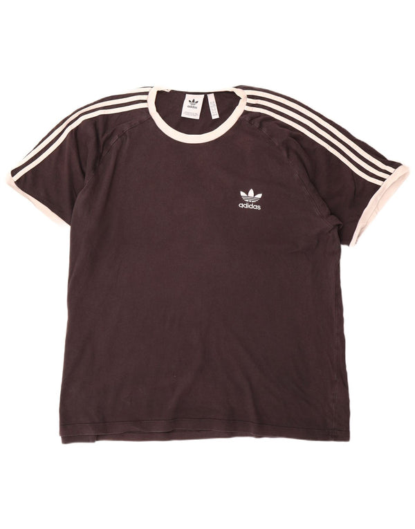 Adidas Herre T-Shirt Top 2XL Sort Colourblock Bomuld