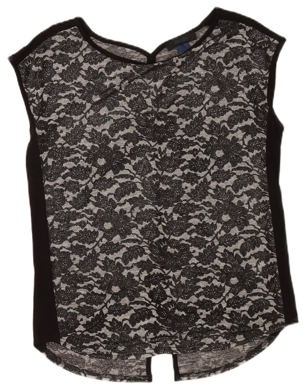 Oasis Damebluse Top UK 10 Small Black Floral Polyester
