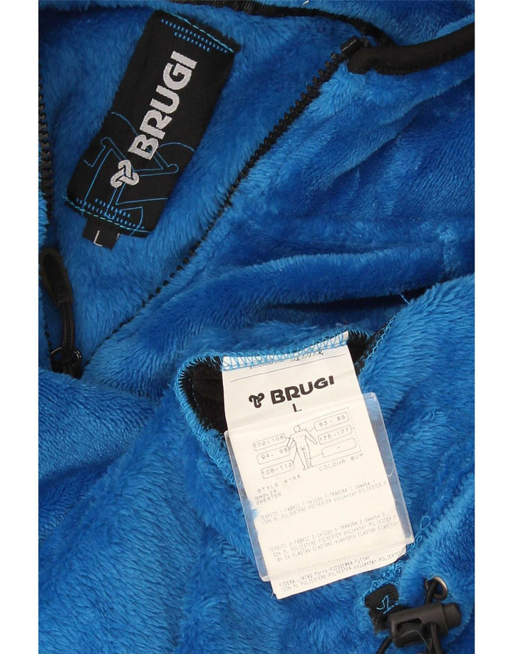 Brugi Herre hættejakke i fleece UK 40 Large Blue Colourblock Polyester