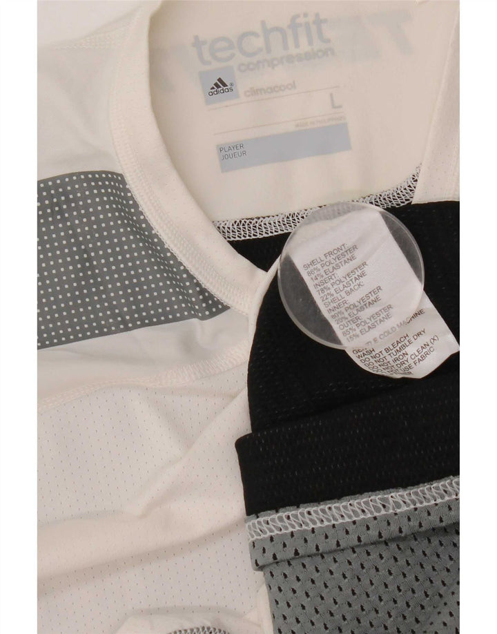 Adidas Herre Compression Graphic T-Shirt Top Stor Hvid Colourblock