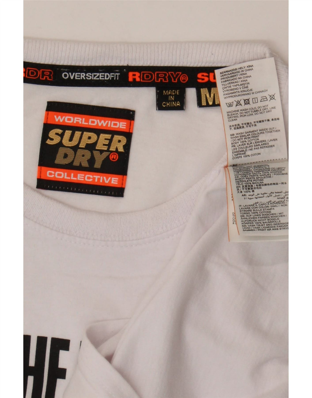 Superdry Grafisk T-shirt til mænd, medium hvid bomuld