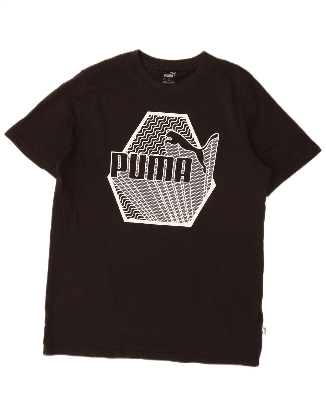 Puma Herre Grafisk T-Shirt Top Medium Sort Bomuld