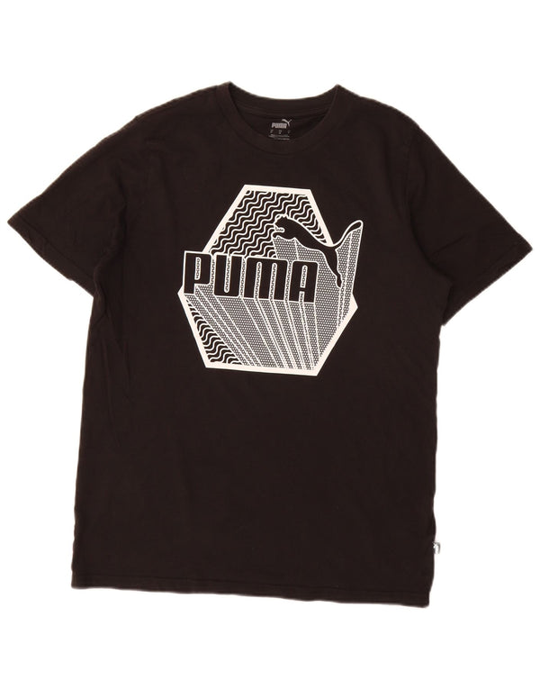 Puma Herre Grafisk T-Shirt Top Medium Sort Bomuld