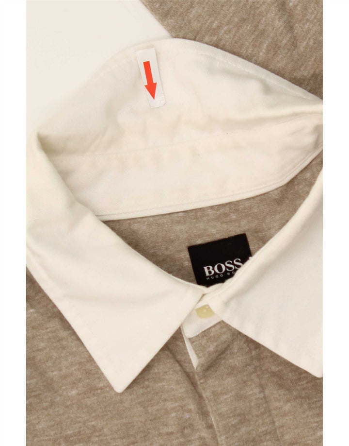 Hugo Boss Langærmet herre poloshirt Medium Beige Flecked