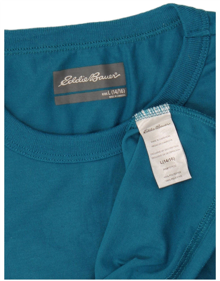 EDDIE BAUER Boys T-Shirt Top 14-15 Years Large Blue Polyester
