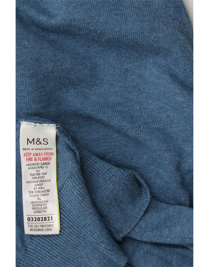 Marks & Spencer Herre sweater med rund hals, stor blå bomuld