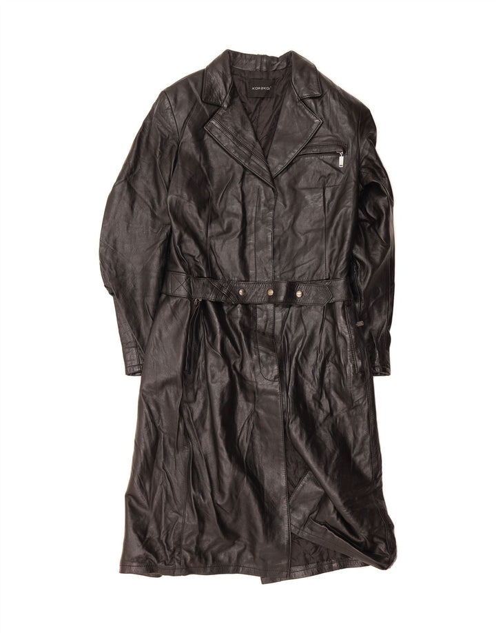 KOR@KOR Womens Leather Coat IT 46 Large Black Leather Vintage Kor@Kor and Second-Hand Kor@Kor from Messina Hembry 