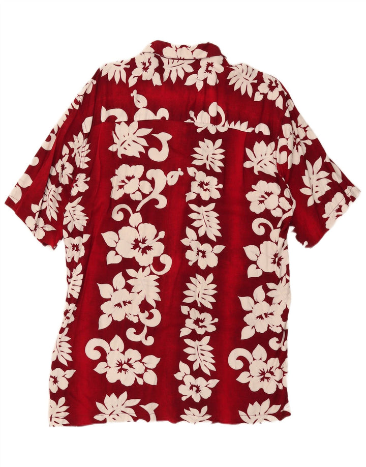 Karmakula Kortærmet Herreskjorte Medium Rød Blomster Rayon
