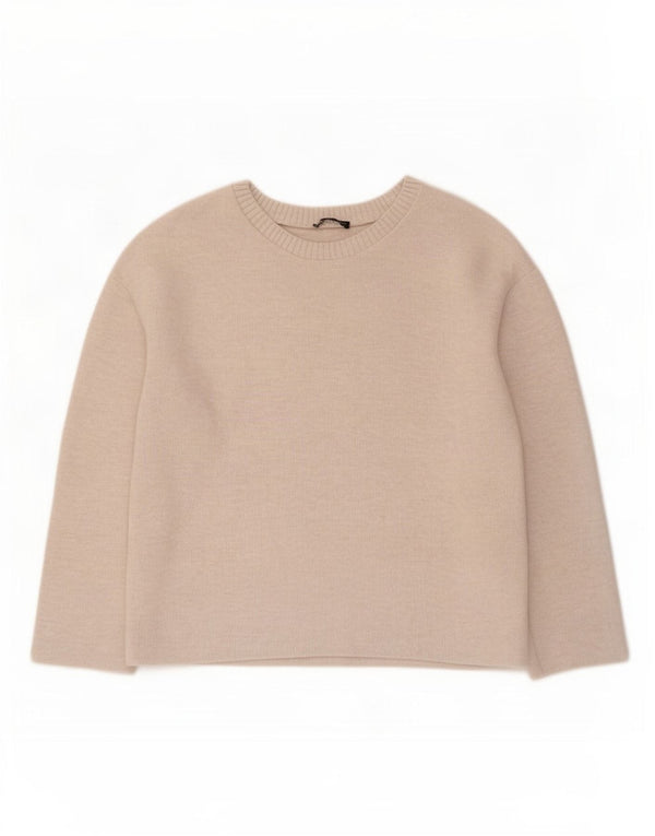 Zara Dame Boat Neck Jumper Sweater UK 14 Medium Beige