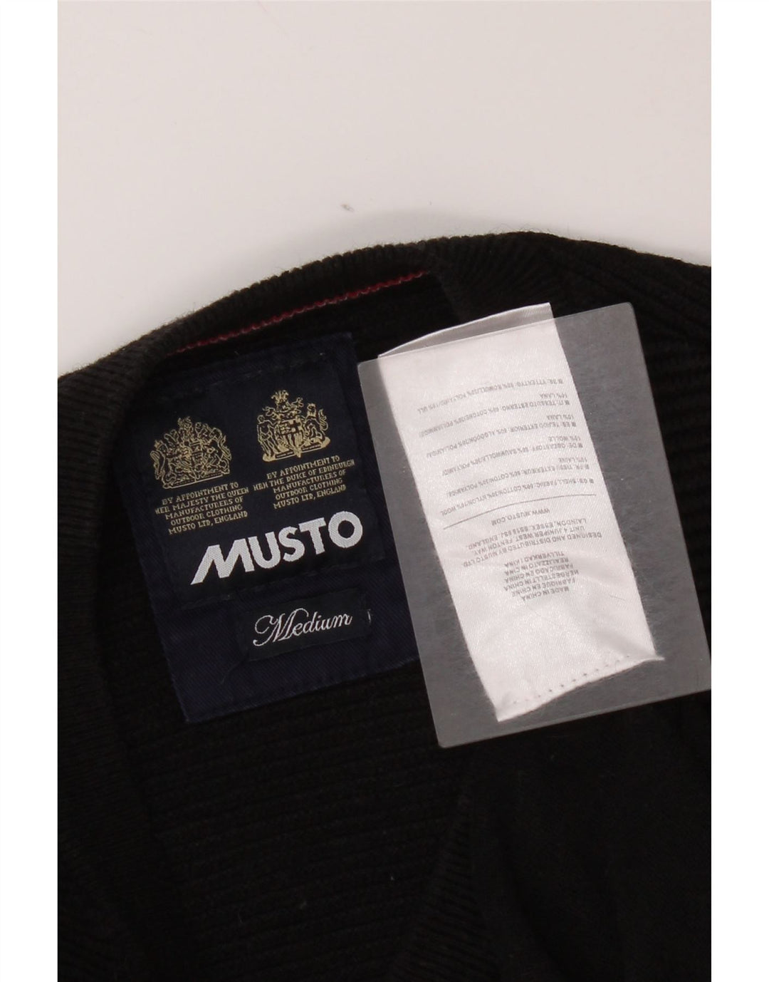 Musto Herre V-hals sweater Medium Sort Bomuld