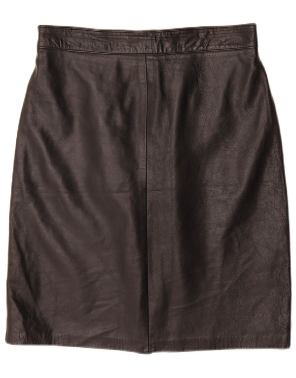 Vintage kvinders højtaljede lædernederdel IT 46 Large W28 sort læder