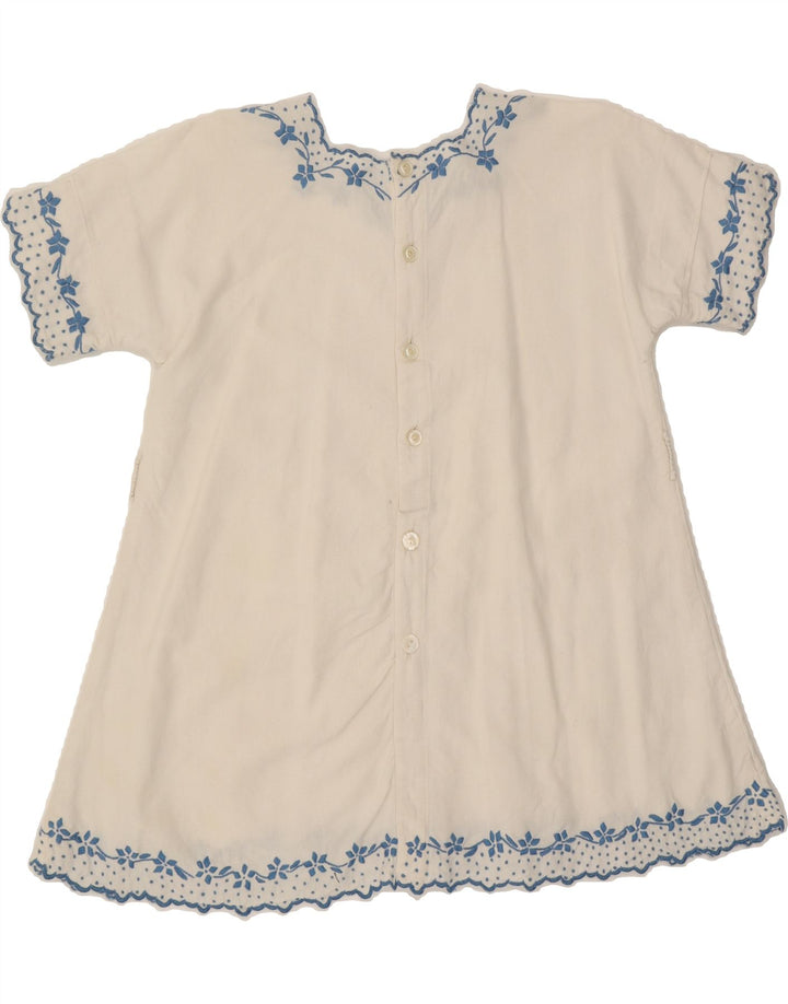 VINTAGE Womens Blouse Top UK 14 Medium White Floral Vintage Vintage and Second-Hand Vintage from Messina Hembry 