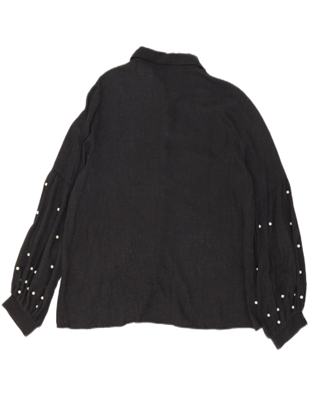 ZARA Oversized skjortebluse til kvinder UK 10 Lille grå viskose