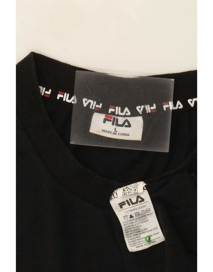 Fila Herre Grafisk T-Shirt Top Stor Sort Bomuld