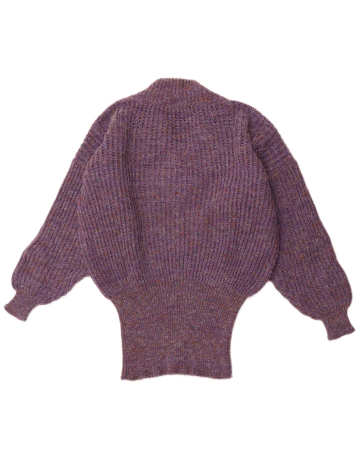 VINTAGE Dame Oversized V-hals sweater UK 16 Large Purple Flecked