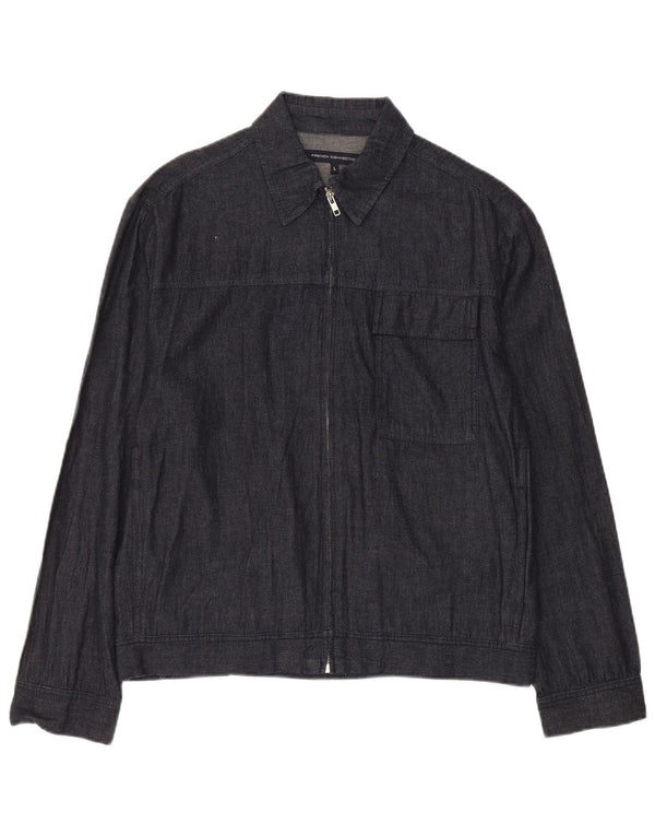 French Connection Herre Denim Bomber Jacket UK 40 Large Navy Blue Cotton