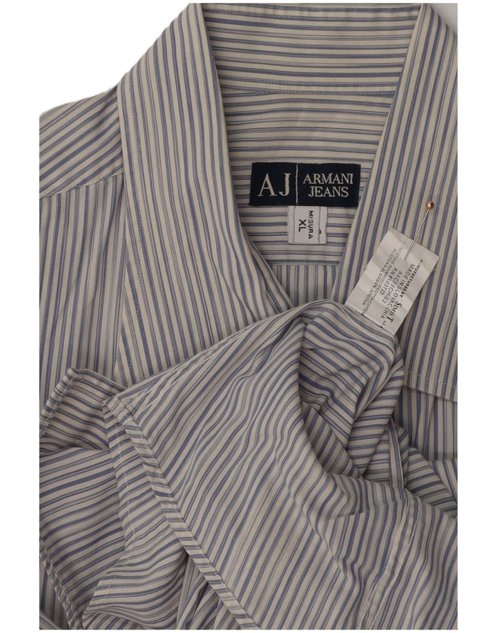 ARMANI JEANS Herreskjorte XL Blåstribet bomuld