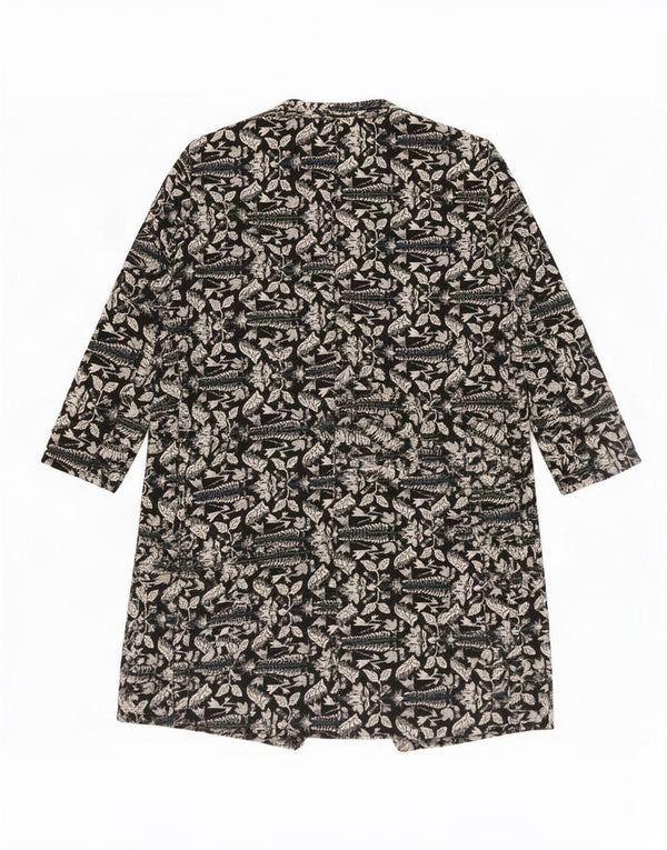 Zara Dame 3/4 ærmet åben overfrakke UK 14 Medium Black Floral