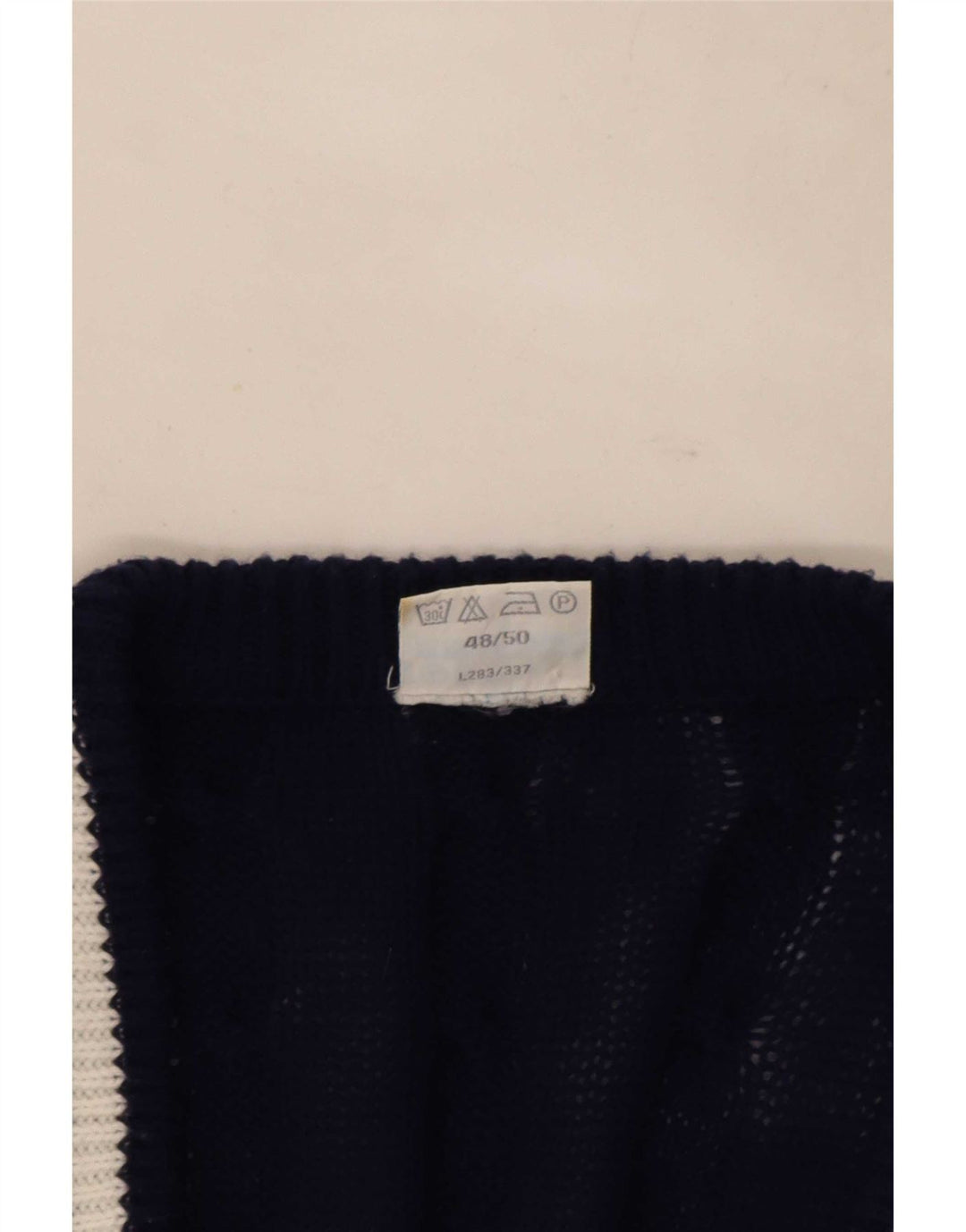 Vintage cardigan sweater til mænd IT 48/50 Mellem marineblå stribet polyester