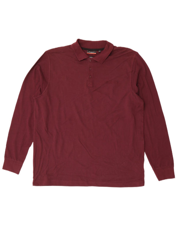 Pierre Cardin Herre langærmet Regular Fit Polo Shirt 2XL Bourgogne bomuld
