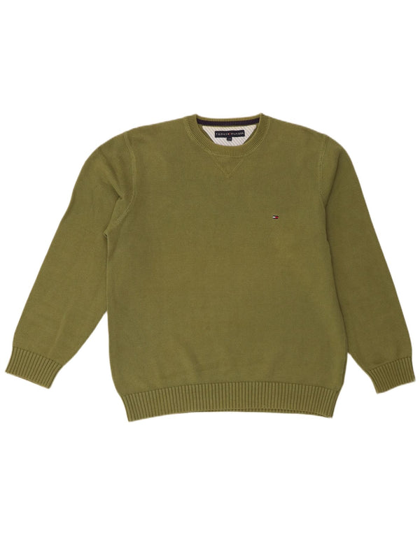 Tommy Hilfiger Herre Crew Neck Jumper Sweater Stor Khaki Bomuld