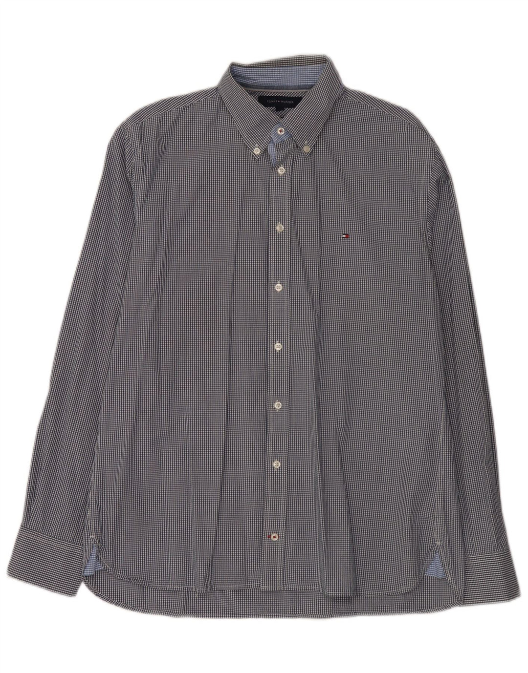 Tommy Hilfiger Herre Custom Fit skjorte Stor blå Gingham bomuld