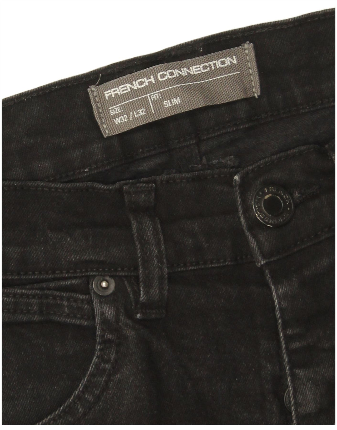 French Connection Slim Jeans til mænd W32 L32 Sort bomuld