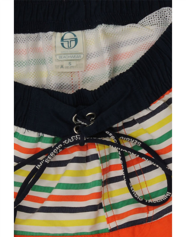 Sergio Tacchini Herre grafiske svømmeshorts Små orange stribet polyester