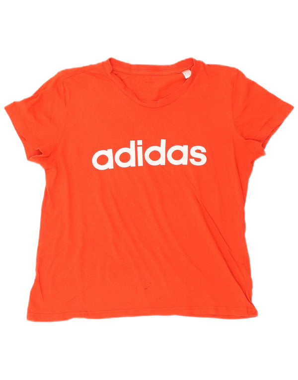 Adidas Dame Grafisk T-Shirt Top UK 16/18 Stor Rød Bomuld