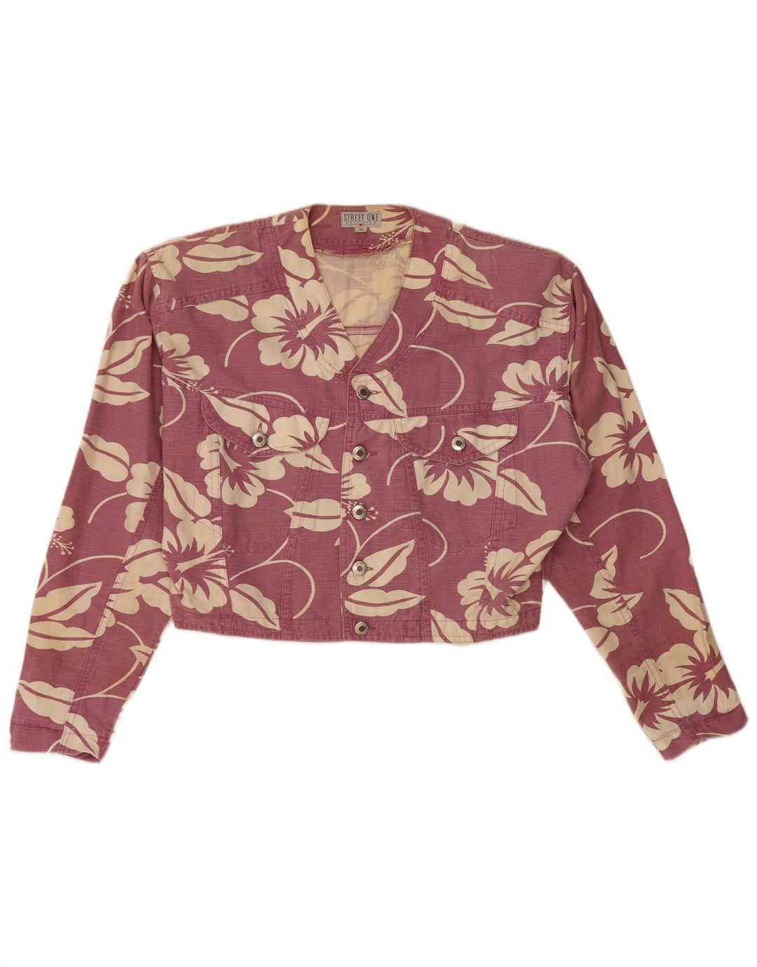 STREET ONE Dame Crop Jacket EU 36 Small Pink Floral Bomuld