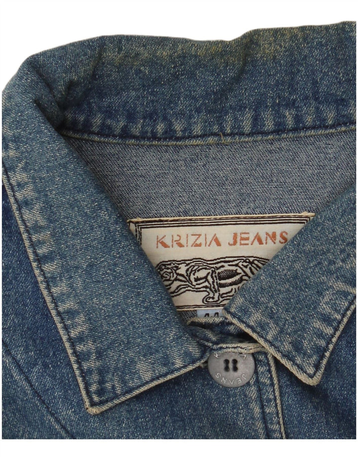 KRIZIA JEANS Dame Oversized Crop denimjakke IT 44 Medium Blue Floral