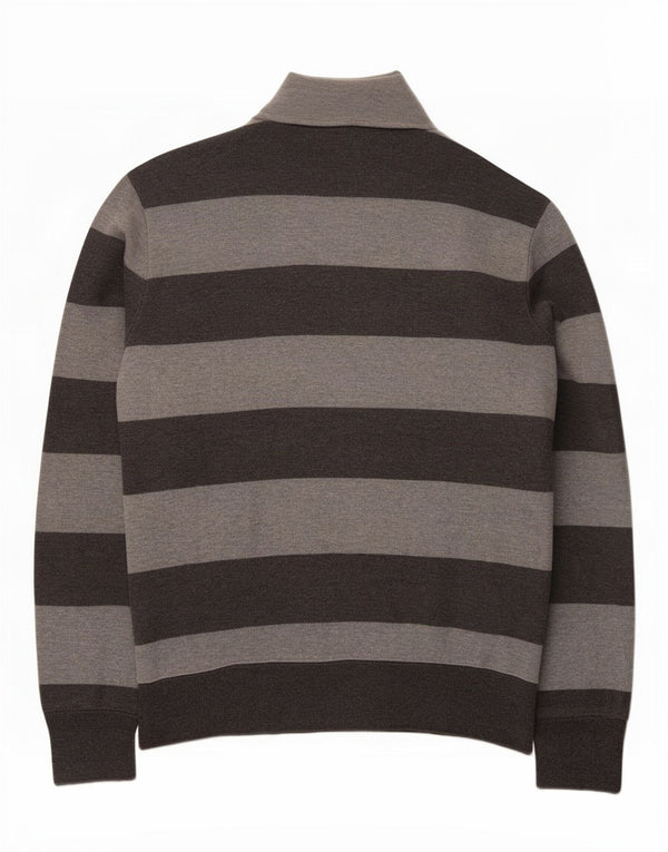 Gant Herre Button Neck Jumper Sweater XL Grå Stribet Bomuld