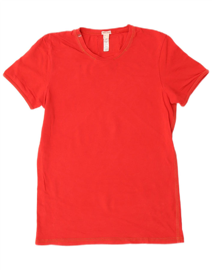 DIESEL Dame T-Shirt Top UK 10 Lille Rød Bomuld