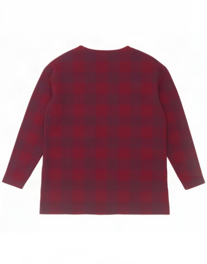 Marks & Spencer Dametop Langærmet UK 14 Stor lilla ternet polyester