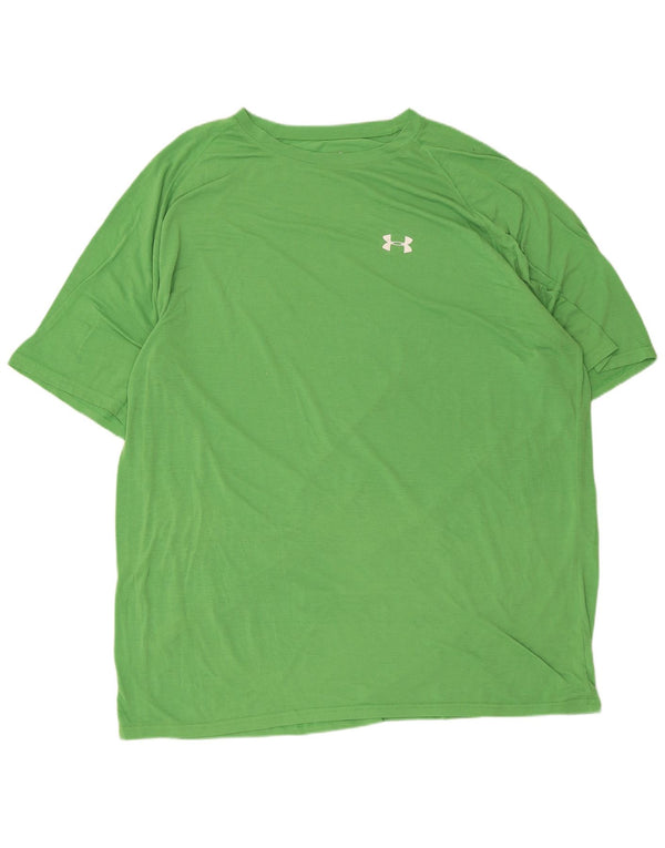 UNDER ARMOUR Herre Heat Gear T-Shirt Top 2XL Grøn Polyester