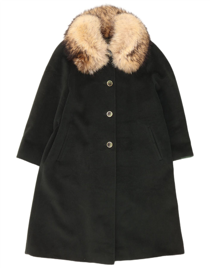 Anna Linder Dame Overfrakke IT 46 Stor Grøn Virgin Wool