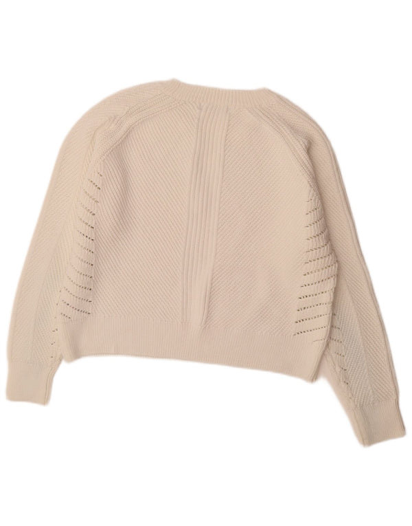 Marks & Spencer Dame Boat Neck Jumper Sweater UK 14 Medium White Bomuld