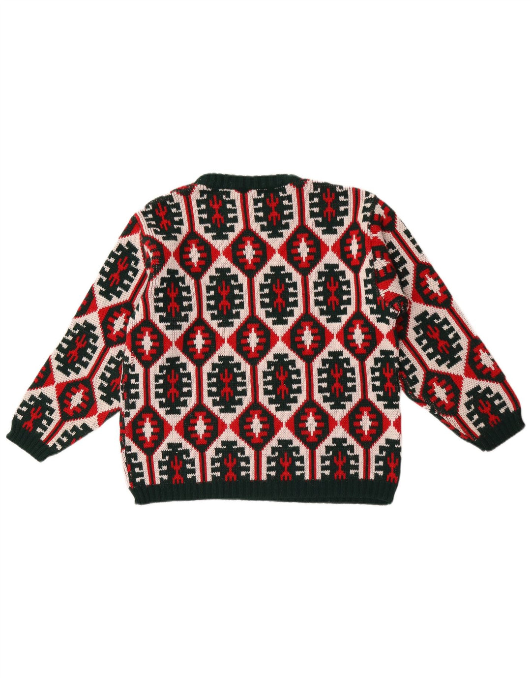 Vintage dame sweater med rund hals IT 48 XL flerfarvet geometrisk