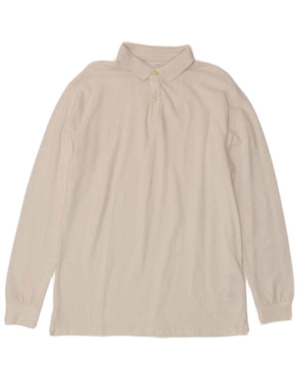 Zara Boys Langærmet Polo Shirt 13-14 År Hvid Bomuld
