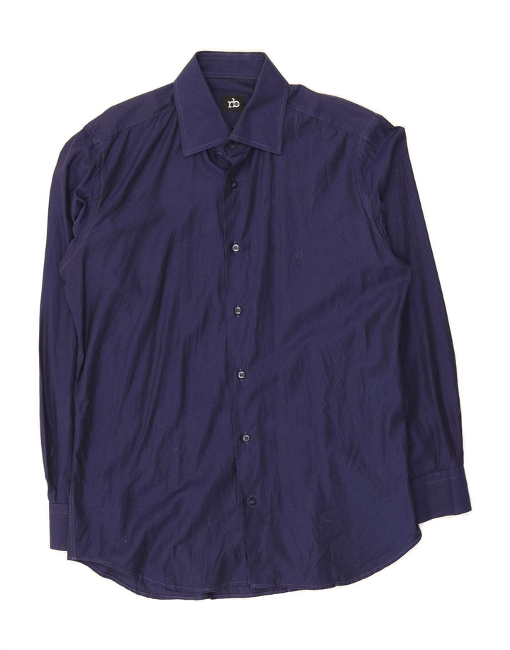 ROCCOBAROCCO Mens Shirt Size 15 Medium Navy Blue Cotton Vintage Roccobarocco and Second-Hand Roccobarocco from Messina Hembry 